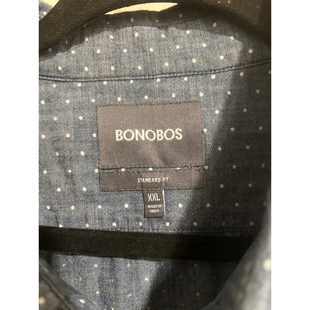 Bonobos men's size XXL navy and white short-sleeve button-down shirt - Picture 2 of 3